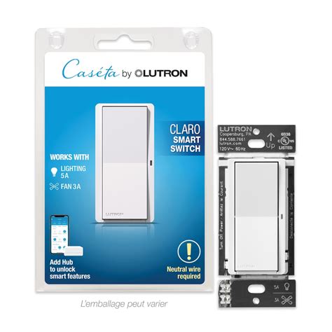 Lutron claro smart switch - Lutron Caseta Smart Lighting Dimmer Switch for Wall and Ceiling Lights | PD-6WCL-WH | White. 4.7 out of 5 stars 5,077. 1K+ bought in past month. $49.00 $ 49. 00. ... Lutron Claro Smart Switch with Wallplate for Caséta Smart Lighting, for On/Off Control of Lights or Fans | Neutral Wire Required | DVRFW-5NS-WH-A | White.